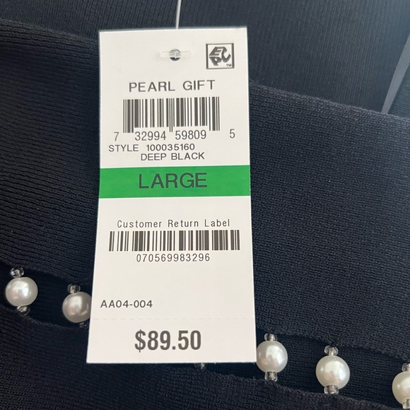 ✅🆕I-N-C Women Pearl Trim Pullover black long sleeve Blouse - Picture 5 of 8